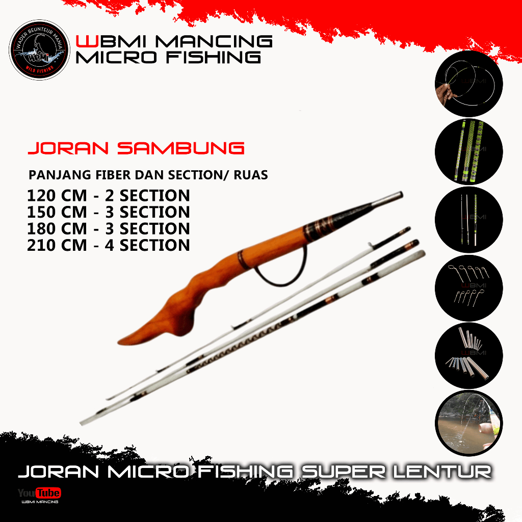 Joran optik WBMI 170cm, super lentur untuk wader, benter, nila, dll