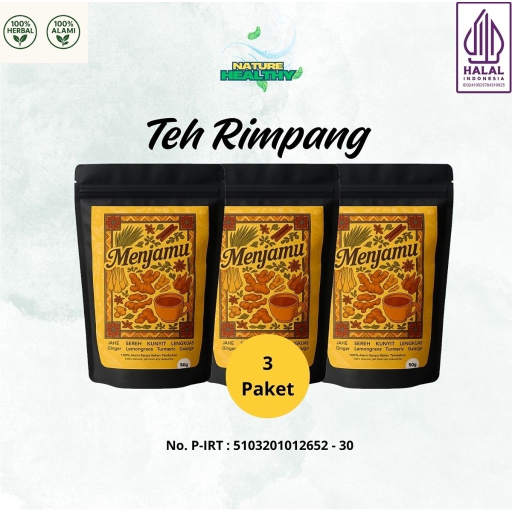 

Teh Rimpang Menjamu by Nature healthy Bundling 3 pouch | Teh herbal | Teh kesehatan | Teh Jahe Kunyit Sereh Lengkuas