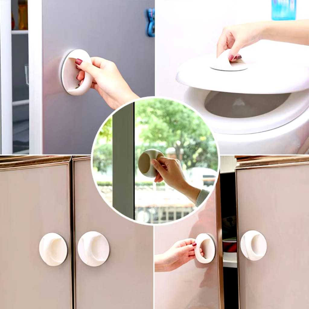 FANSTORE_PKU / RANDOM WARNA / Pegangan Pintu Bulat / Tempelan Gagang Untuk Pintu Kamar Mandi Laci Le