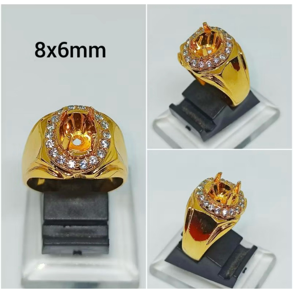 CINCIN EMBAN RING/ALPAKA SUPER MEWAH PLATING 8X6 KUNING