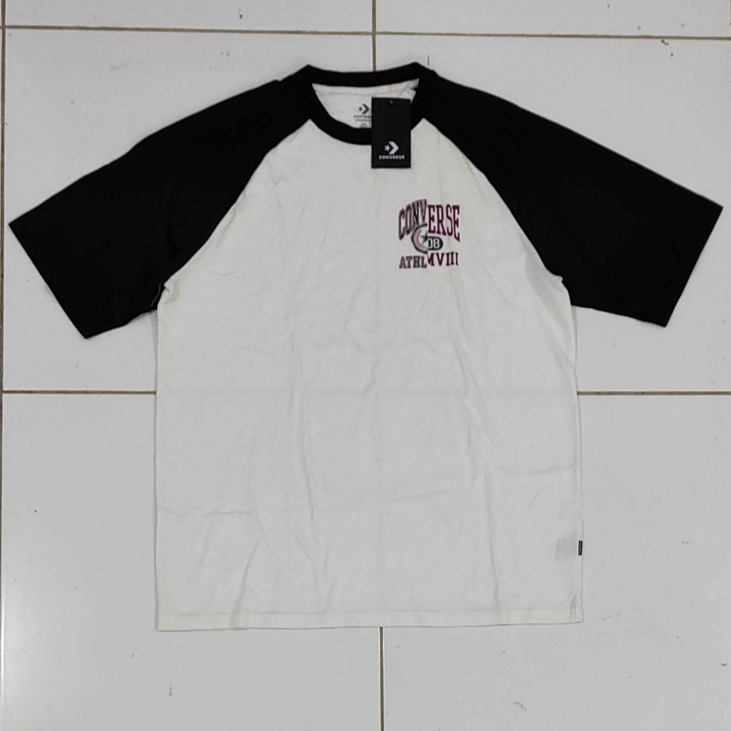 BAJU KAOS CONVERSE Tee OffWhite Black Original *UKURAN BESAR