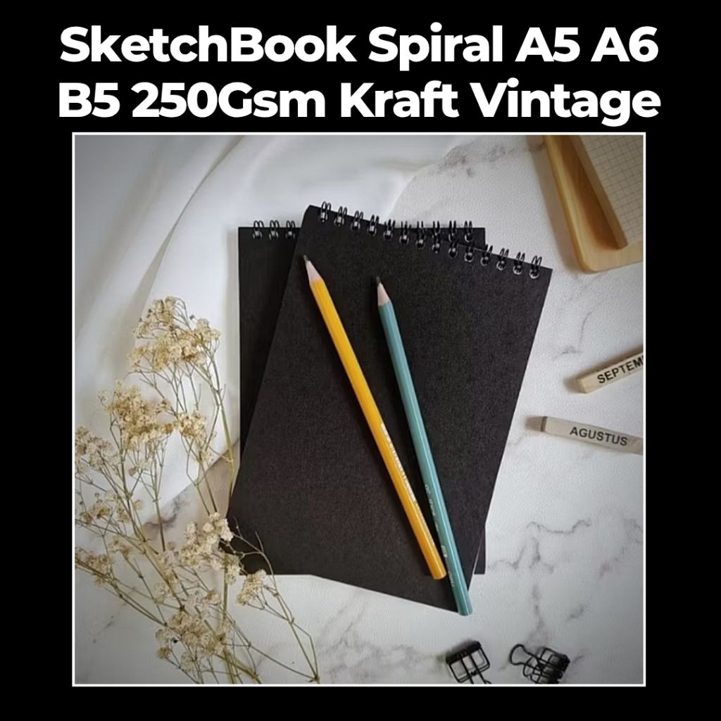 

Sketchbook Spiral A5 A6 B5 - Buku Sketsa / Buku Gambar 250Gsm Untuk Cat Air & Pensil - Hardcover Kraft Vintage