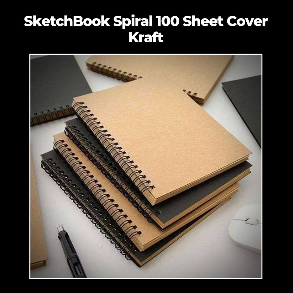 

Sketchbook Spiral A6 - Buku Sketsa 100 Sheet - Cover Kraft Hitam / Coklat - Kertas Hvs / Brown / Book Paper