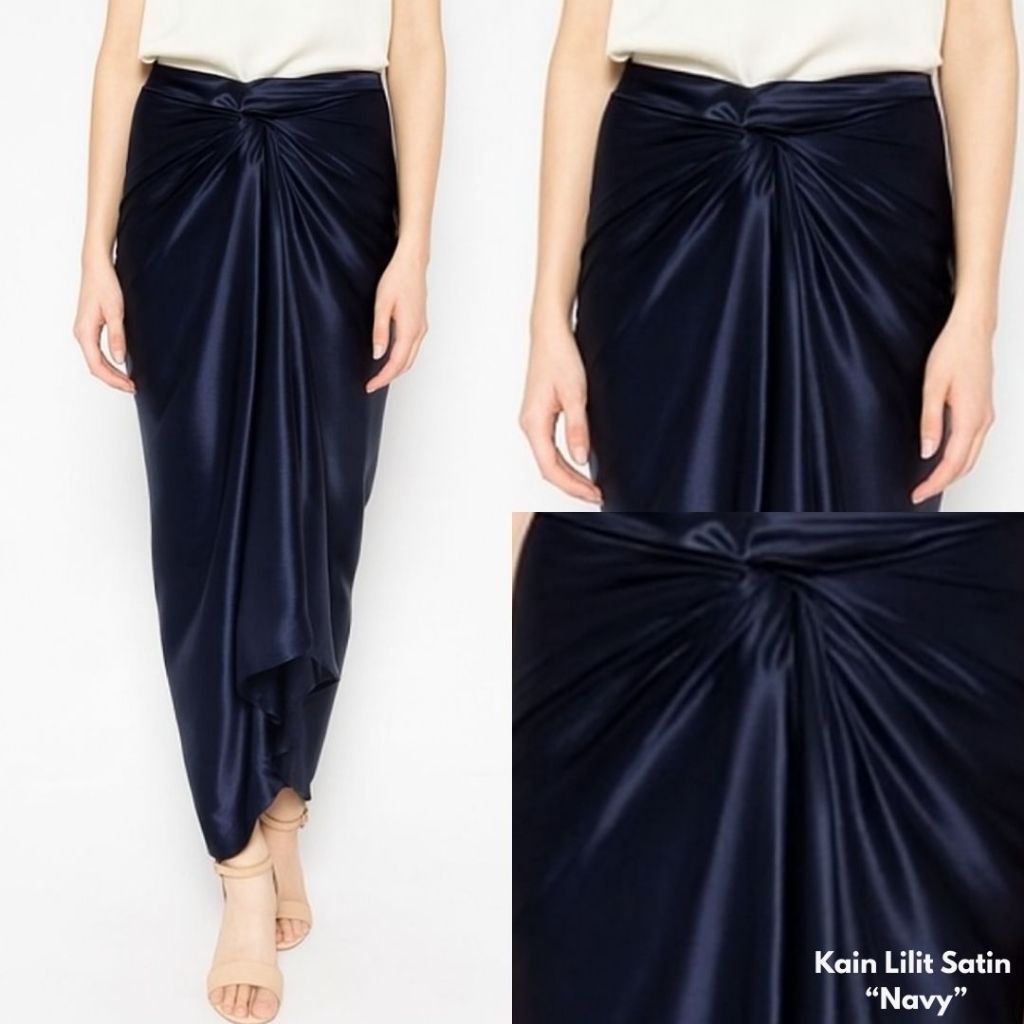 Kain Lilit Satin / Rok Lilit Satin Polos Warna Navy Bawahan Kebaya