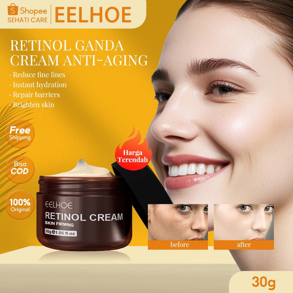 EELHOE Retinol Ganda Cream Anti-Aging 30g Retinol Cream Kencangkan Kulit Menambah Kolagen & Memudark
