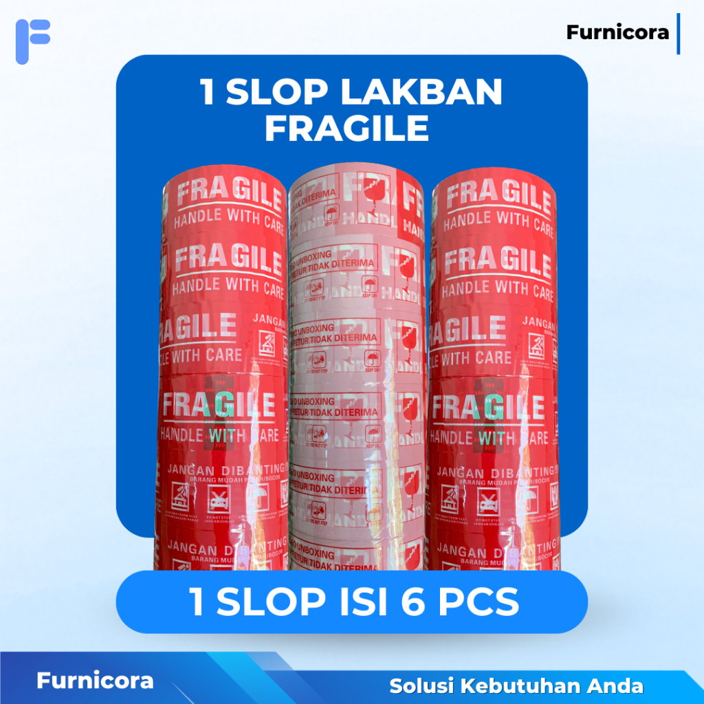 

6 PCS Lakban Fragile 72 Yard Merah Putih Kuat Ekonomis - Solasi Fragile Rekat dan Kuat Harga Lebih Murah Ekonomis Lakban Paket Jangan Dibanting - Merah Putih Lakban Paket Tulisan Jangan Di Banting Harga Lebih Murah