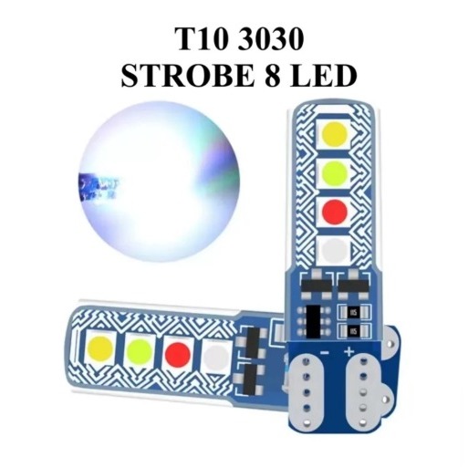 12V / 24V LAMPU LED SEN SENJA T10 RGB 8LED NYALA KEDIP RUNNING