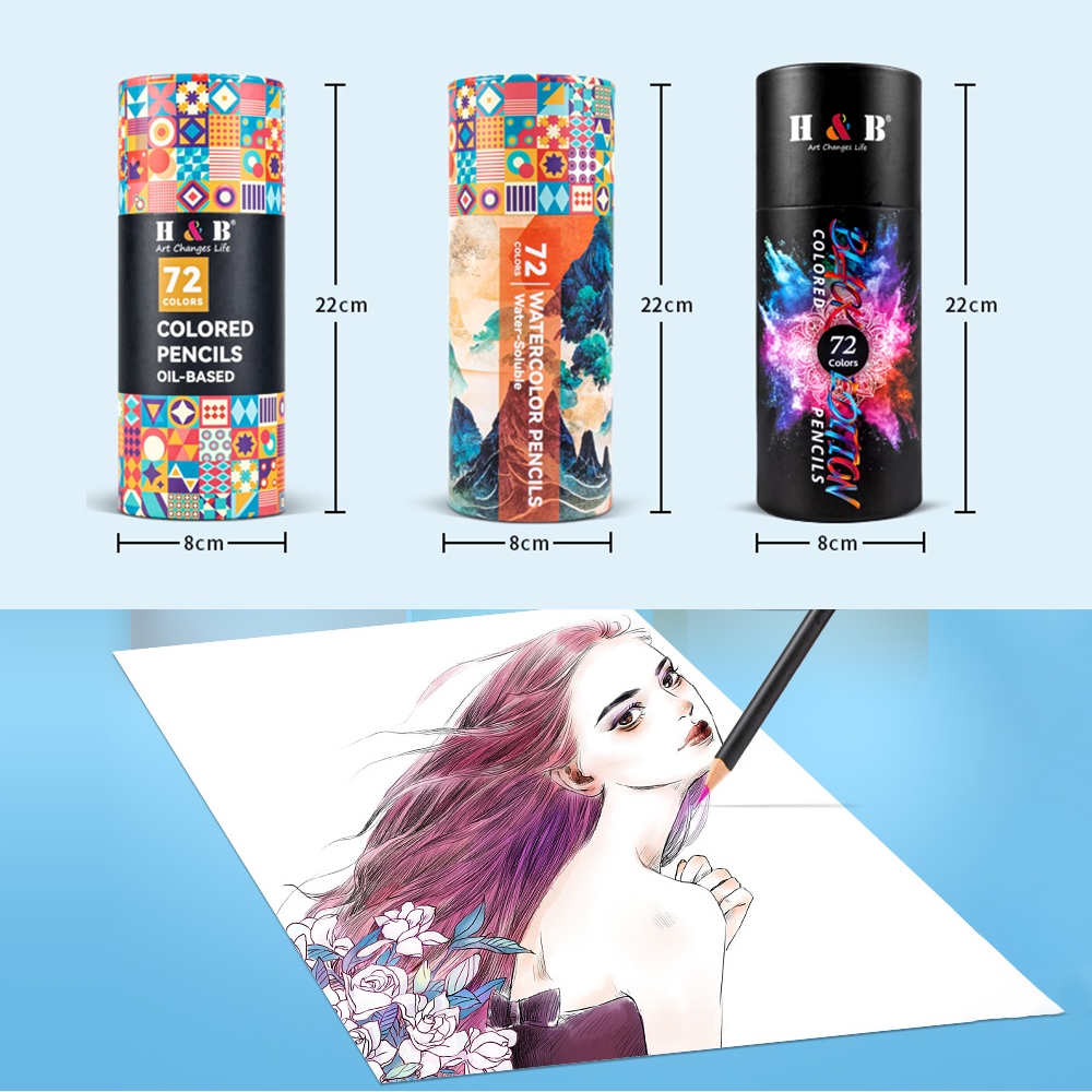 

H & B Pensil Warna 72 Colors Kotak Bulat Round Box Edition