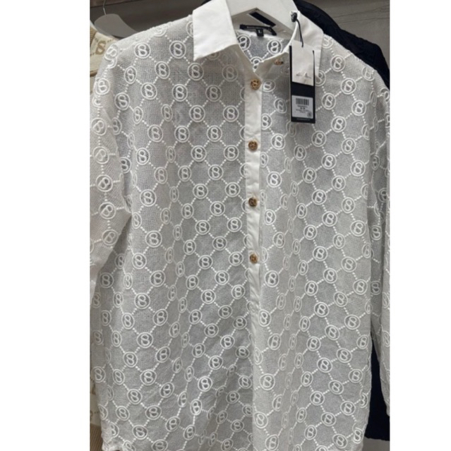 New As Is Buttonscarves Monogram Lace Shirt - L