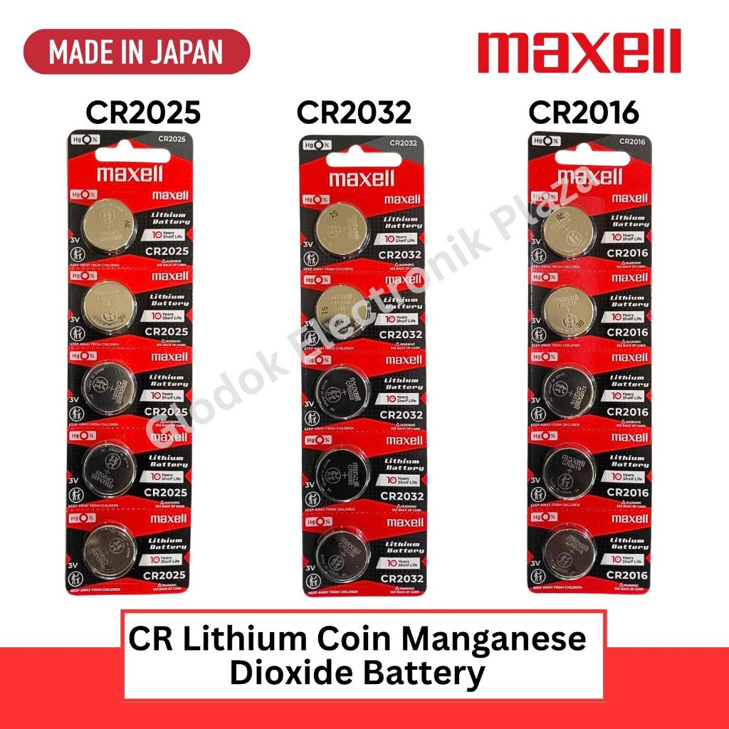 Maxell Battre  Lithium Coin CR2032/CR2025/CR2016 – Baterai Kancing Litium  CR 2032 CR 2025 CR 2016 K