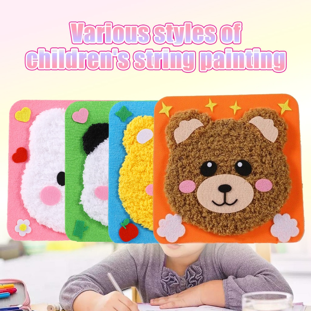 DIY Merajut Sulam lukisan benang Kerajinan Merajut Benang Wol -4 pola hewan DIY Sulam DIY Merajut Be