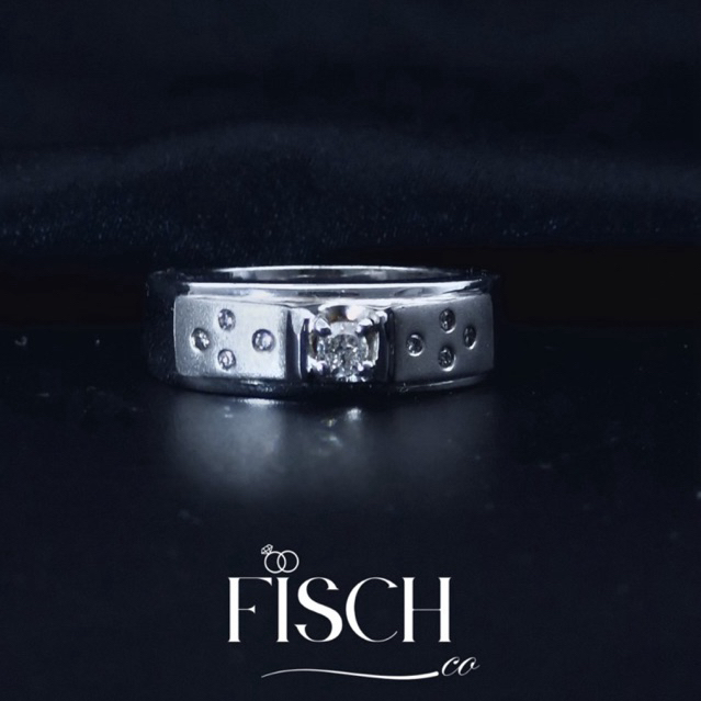 (Code 4894) Cincin Berlian Pria Diamond Ring Palladium - Fisch.co