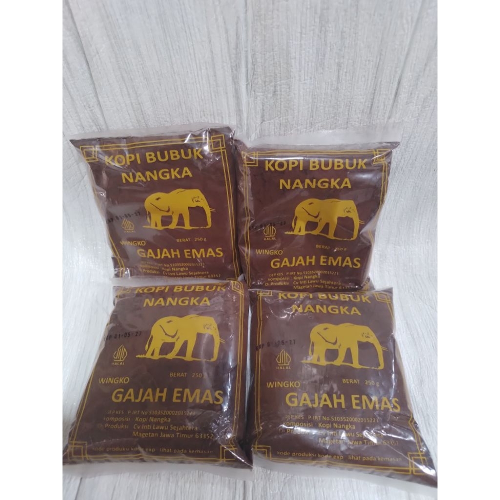 

Kopi Bubuk Nangka cap Gajah Emas 1pack isi 4pcs