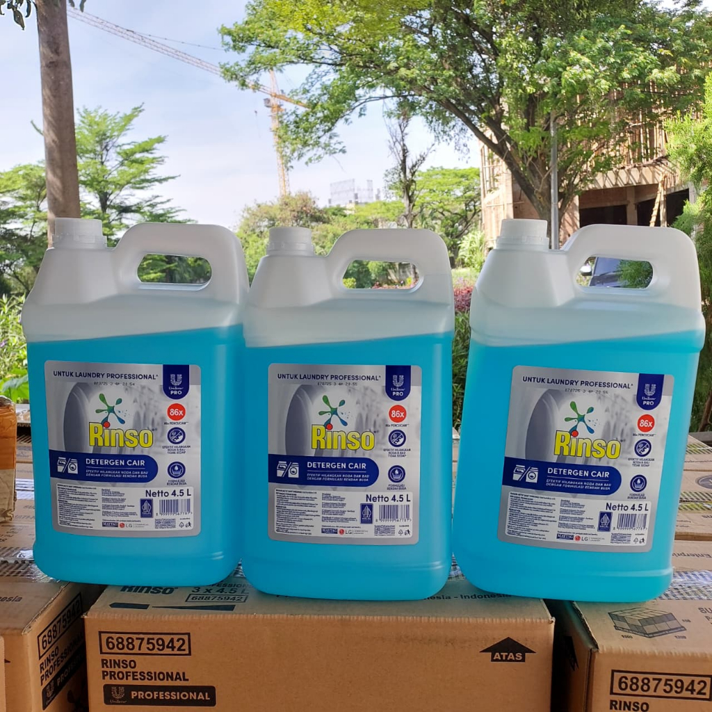 Rinso Matic Detergen Cair 4.5 L / 100% Original Produk Unilever Professional (1 dus isi 3 jerigen)