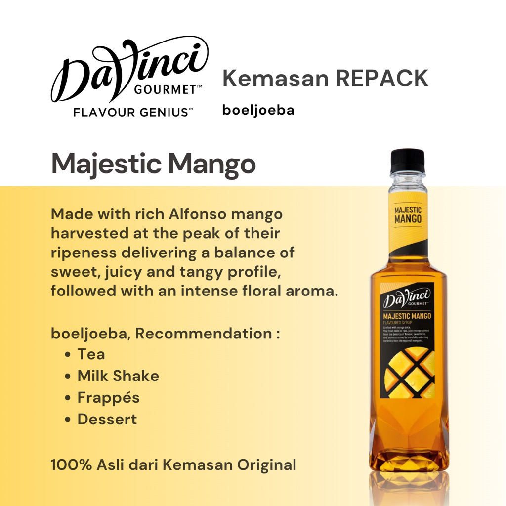 

Davinci Majestic Mango Syrup Repack [30, 50, 100] g