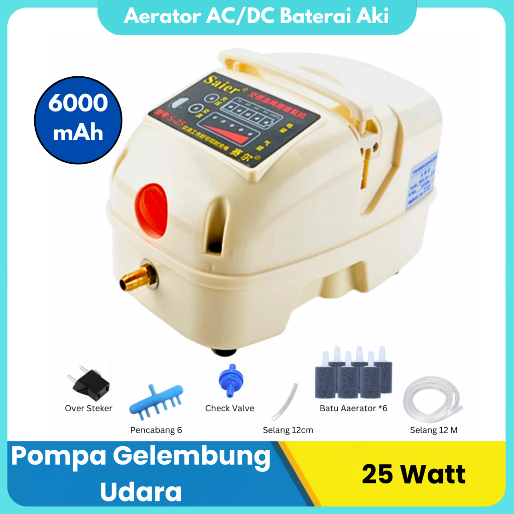 Aerator Airator Air Pump AC DC Silent Aquarium Cas Baterai Pompa Gelembung Udara Oksigen Akuarium