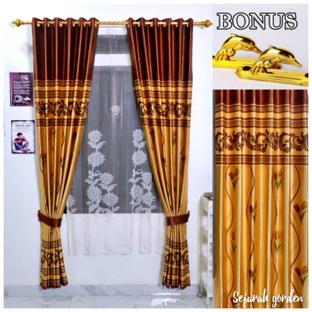 Gorden jendela dan gorden pintu motif minimalis model semokring tinggi 230cm