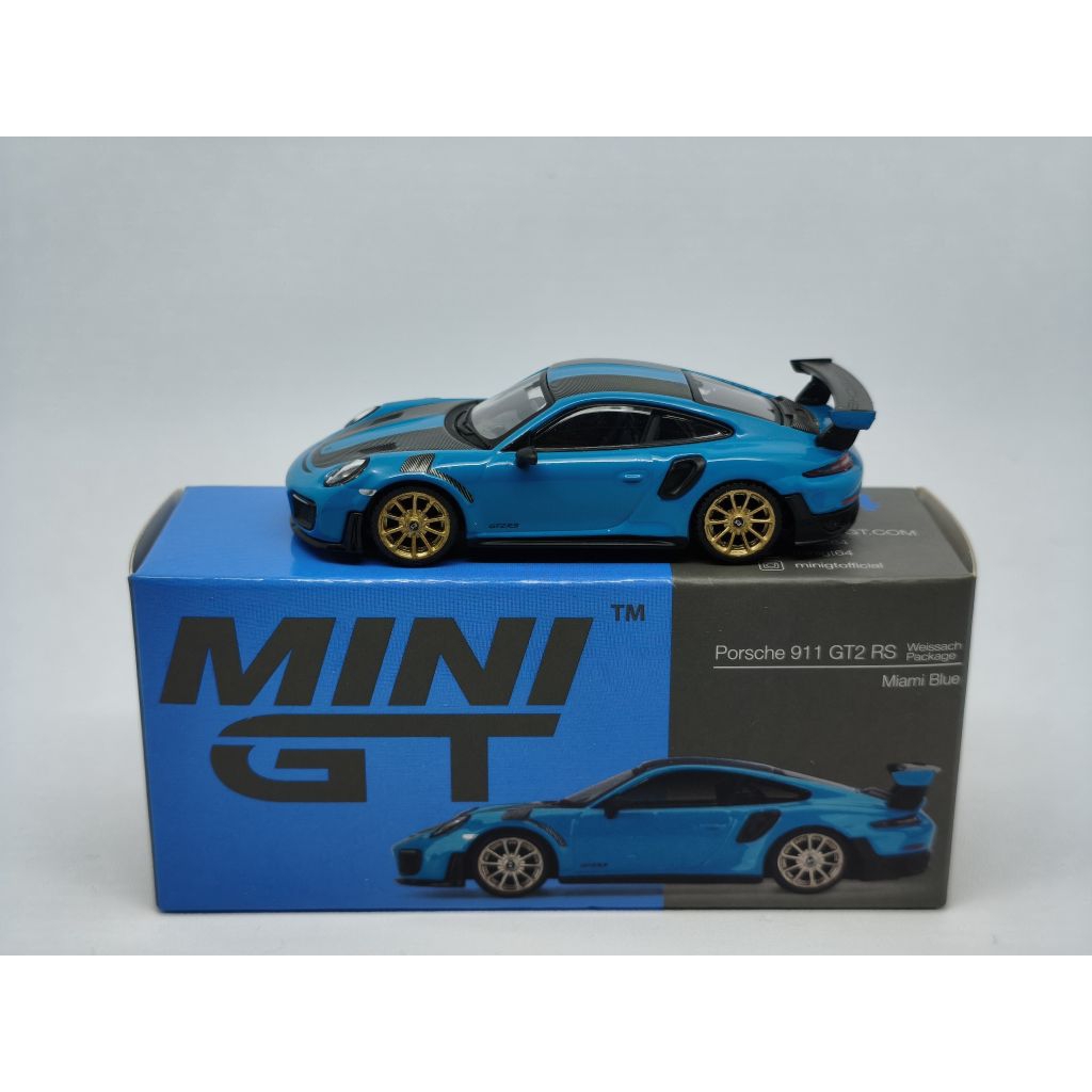 MINI GT Porsche 911 GT2 RS Weissach Package Miami Blue | UNSEALED