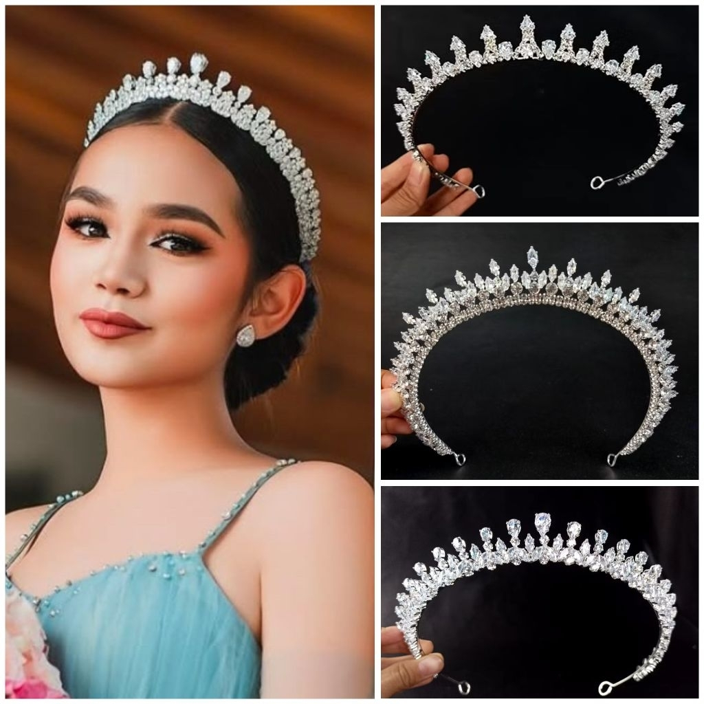 Mahkota Zircon Mini Murah - Mahkota Pengantin Zirkon Aurel Panjang Sampe Telinga - Wedding Crown