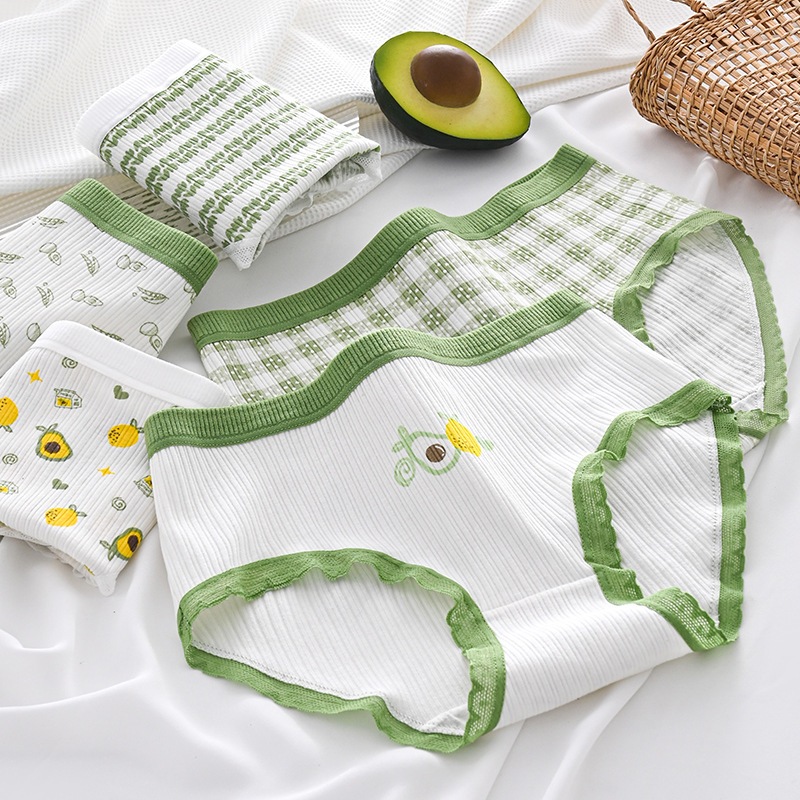 CD2141 Celana Dalam Wanita Motif Avocado Hijau Lucu Renda Fashion Korea Jepang