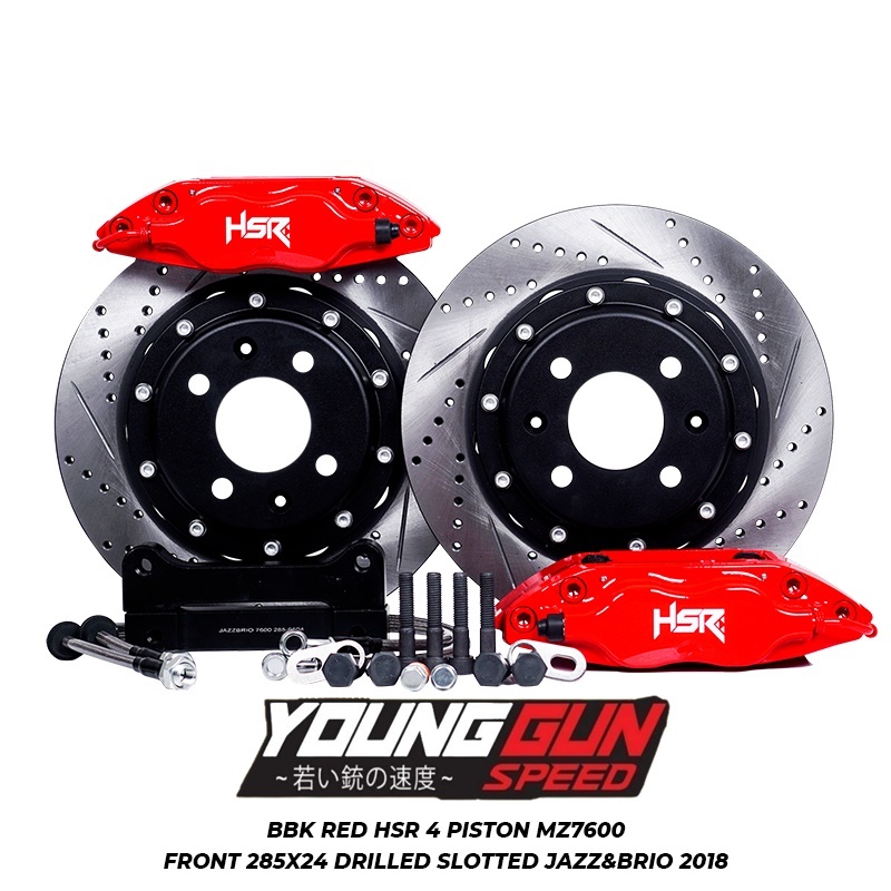BBK untuk mobil jazz dan brio 2018 bbk hsr red 4 piston free pemasangan