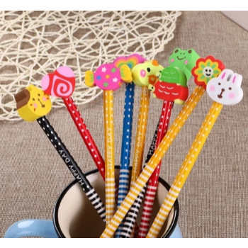 

Pensil Karakter Kartun Lucu Motif Garis Polkadot Pensil Karakter + Penghapus Pensil Lucu Ada Penghapus 3D Pensil Fancy Unik Pensi
