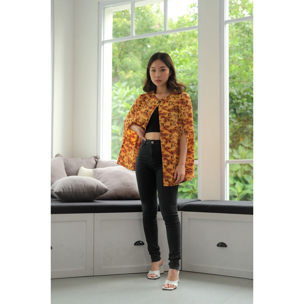 FLIKE STORE - CAPE BLAZER BATIK MOTIF BRATADIKARA JINGGA
