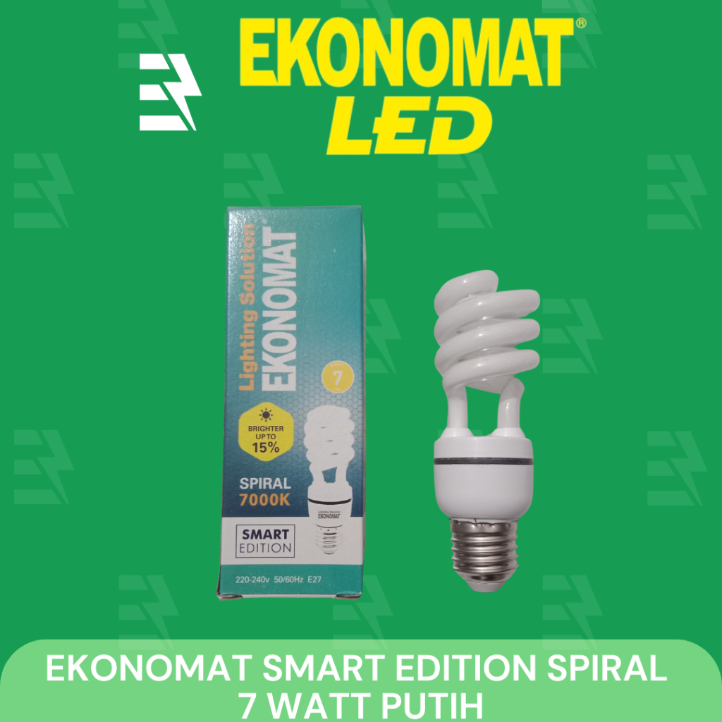 EKONOMAT SPIRAL SMART EDITION LAMPU PLC 7W / 7 WATT CAHAYA PUTIH / COOL DAYLIGHT 7000k