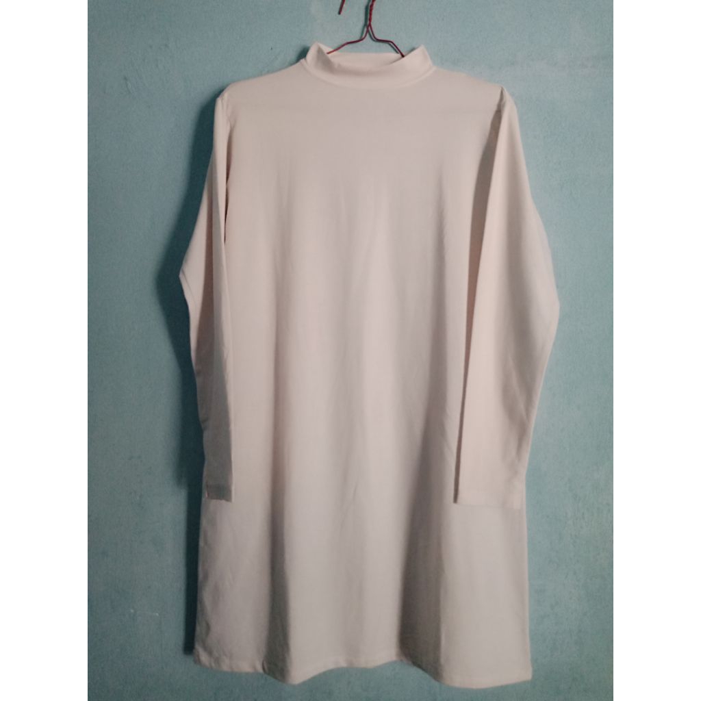 PL Tunik putih/tunik lengan panjang warna putih polos/baju panjang wanita