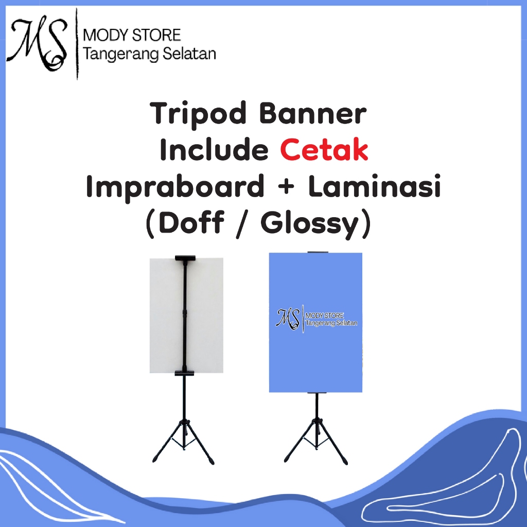Tripod Banner dan Cetak Impraboard Laminasi / Tripod Banner 2 Sisi dan Cetak Impraboard Laminasi