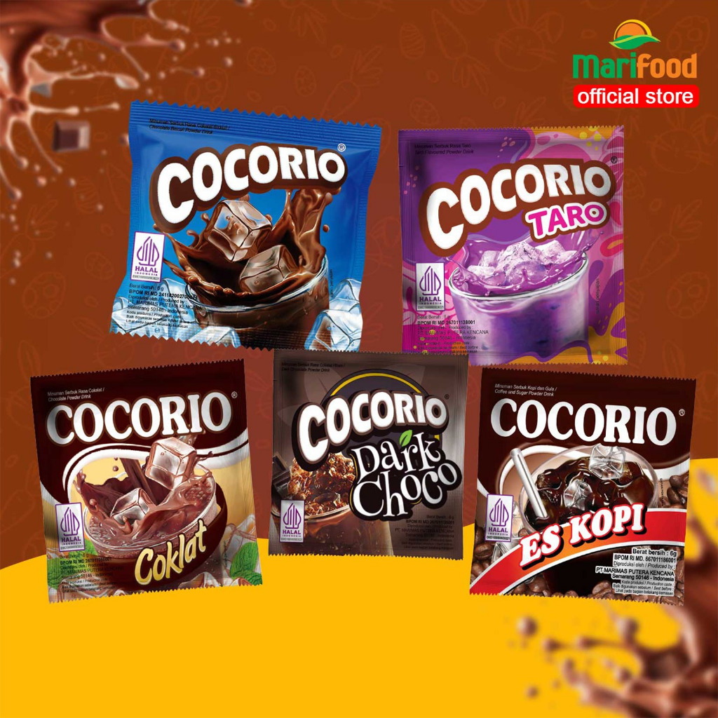 RTG COCORIO - Minuman Serbuk Rasa Buah dan Coklat Kemasan 1 Renteng (10 Sachet)