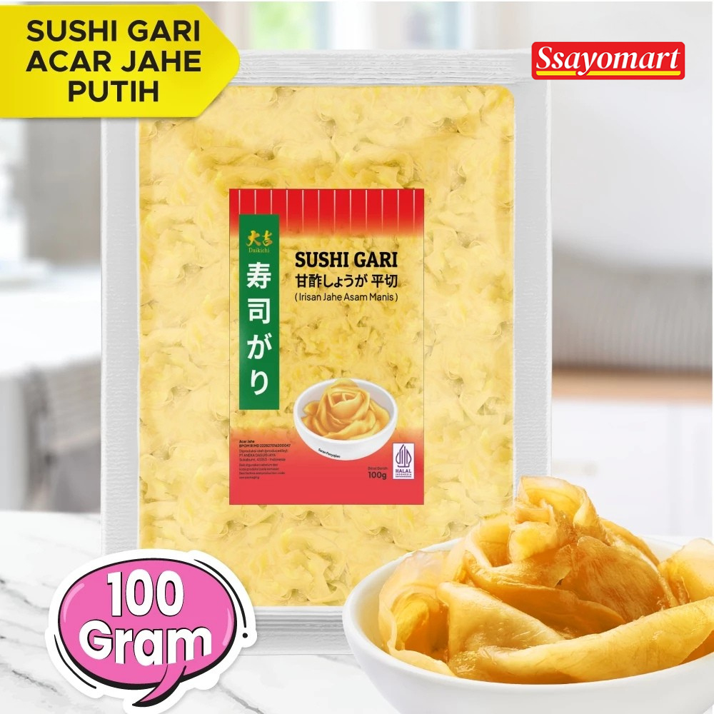 

DAIKICHI Sushi Gari Putih / Acar Jahe Putih / White Ginger Pickle 100gr - HALAL
