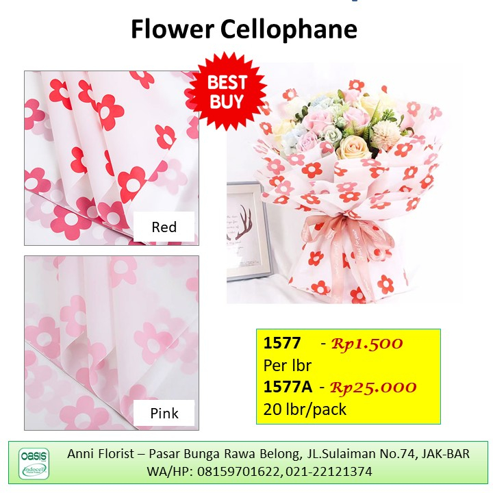 

Flower Cellophane 1577A Kertas Flower Wrapping Kertas Bunga Kertas Buket Bunga Wrap Buket Aksesoris Florist Kertas Wrapping Bouquet