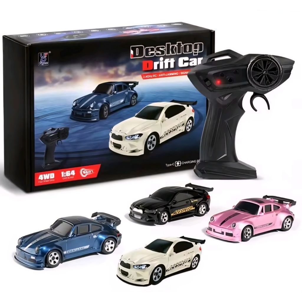 Mainan Mobil Remote Control Desktop Drift Car 1:64 Mobil RC Mini bisa Drift 4WD Full Propo