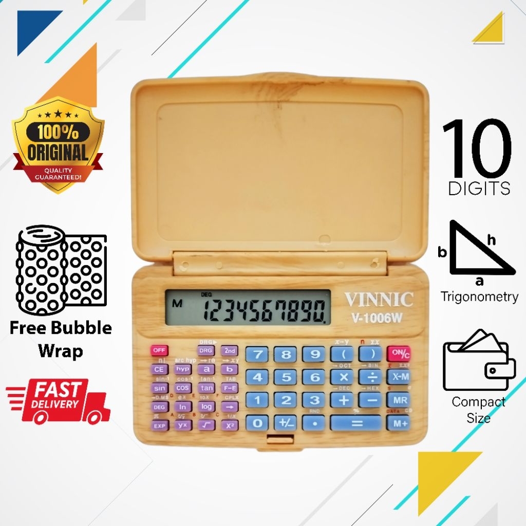 

Calculator Vinnic V 1006W Kalkulator Minimalis Aesthetic Dompet Compact Size 10 Digits Digital