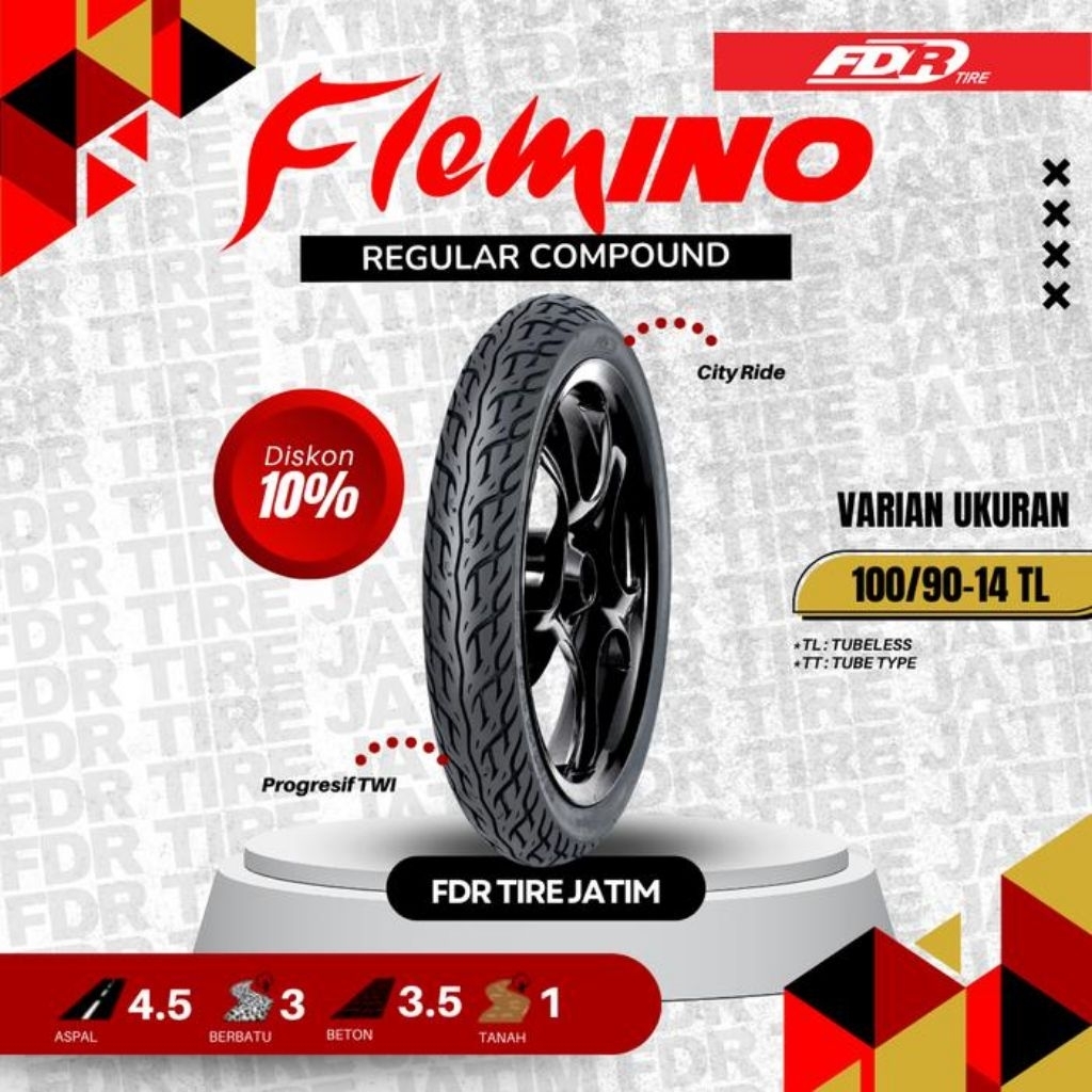 BAN FDR 100/90-14 TUBLES//BAN BELAKANG LEXI//BAN FDR FLEMINO 100/90-14//BAN FDR 100/80-14