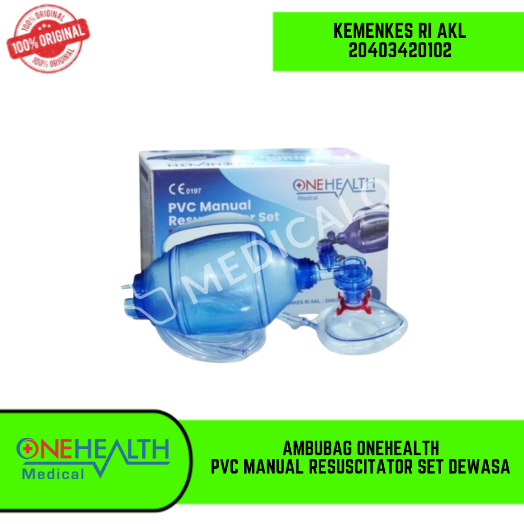 Ambubag Alat Bantu Pernapasan OneHealth Ambubag PVC Manual Resuscitator Set Dewasa