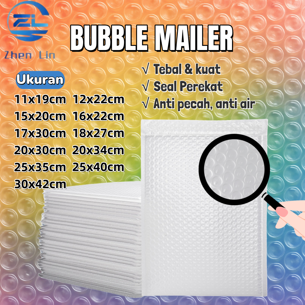 

Amplop Bubble Mailer Putih Film Mutiara Gelembung Penuh Anti Benturan Segel Kuat Premium