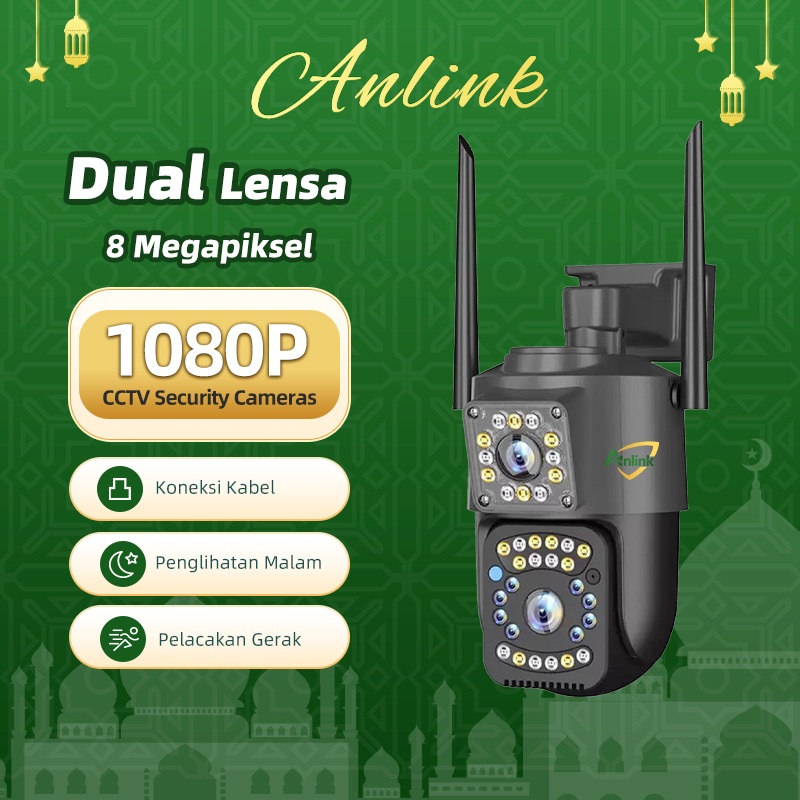 CCTV WiFi/4G Outdoor  Dual Lens Malam Jelas Tahan Hujan Audio Dua Arah Mudah Pasang Tanpa Biaya Bula