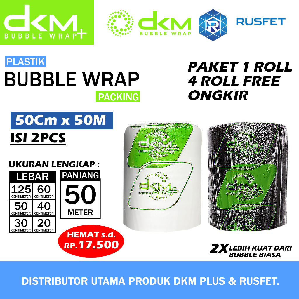 

Plastik Bubble Wrap 125cm X 50m Dkm Plus Bubblewrap 50cm 40cm 30cm x 50m Paket 1 Roll