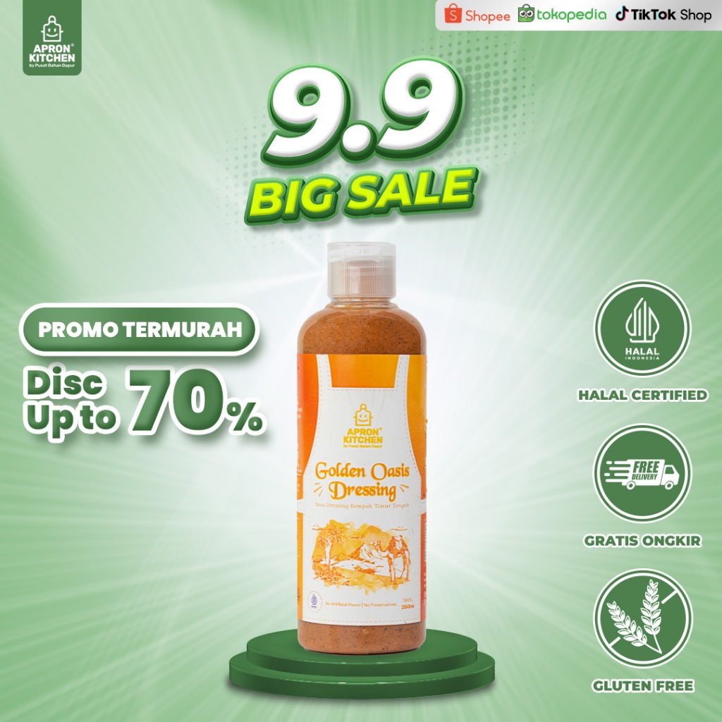 

Apron Kitchen Golden Oasis Salad Dressing Saus Salad Ala Timur Tengah 250ml
