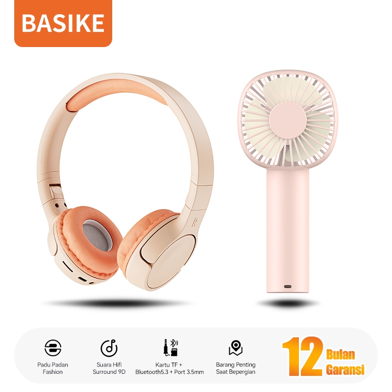 (HOT)BASIKE Headphone Bluetooth 5.3 Noise Cancelling Foldable Headset Type C Rechargeable Original