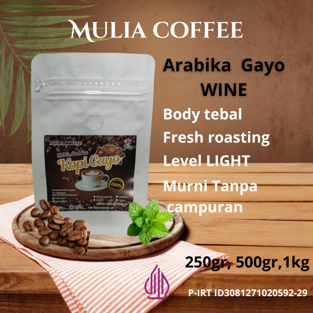 

Arabika Gayo Wine Spesial Mulia Coffee 250gr 500gr 1Kg