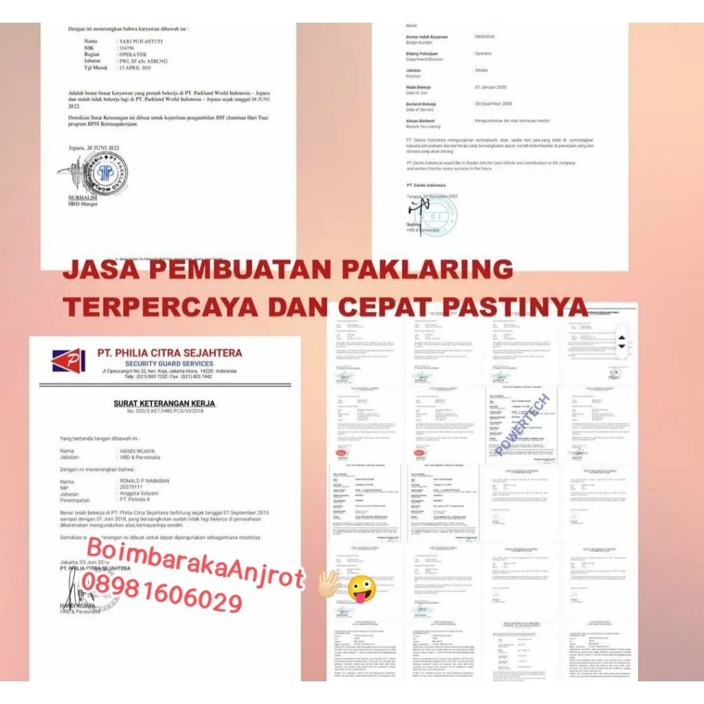 

jasa buat cetak Srt penglmn krja
