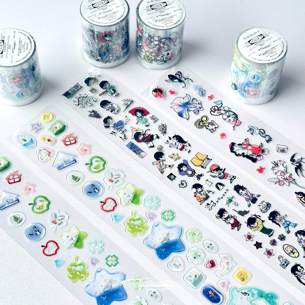 

[galatic messenger] 3D Water Dolphin & Rocky Girl Sticker Roll || Cute Girl Japanese Korean Style Deco Stiker Journaling Scrapbook Timbul Y2K Washi Tape Buzzz Object