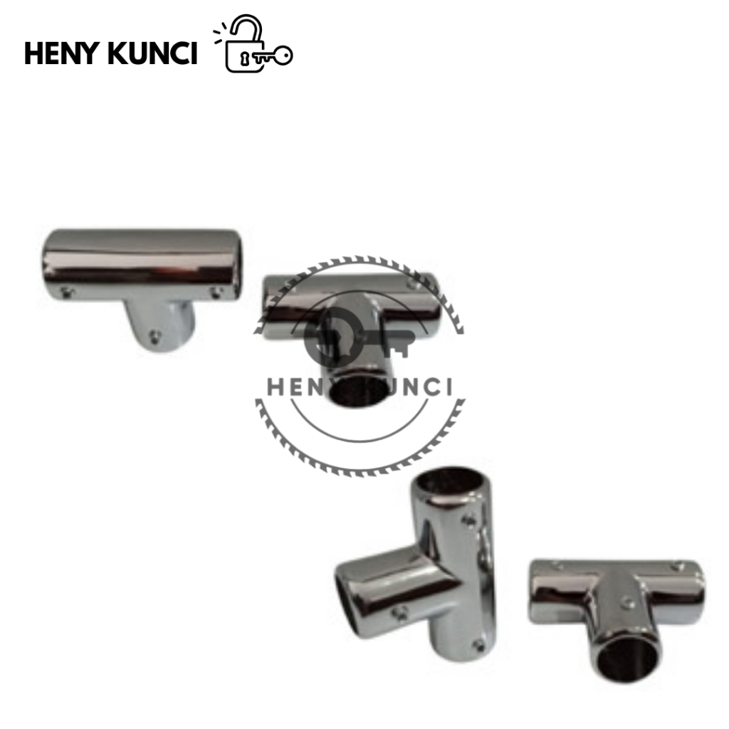 KONEKTOR PIPA T GLASS CLAMP CONECTOR PIPA KUNINGAN SS