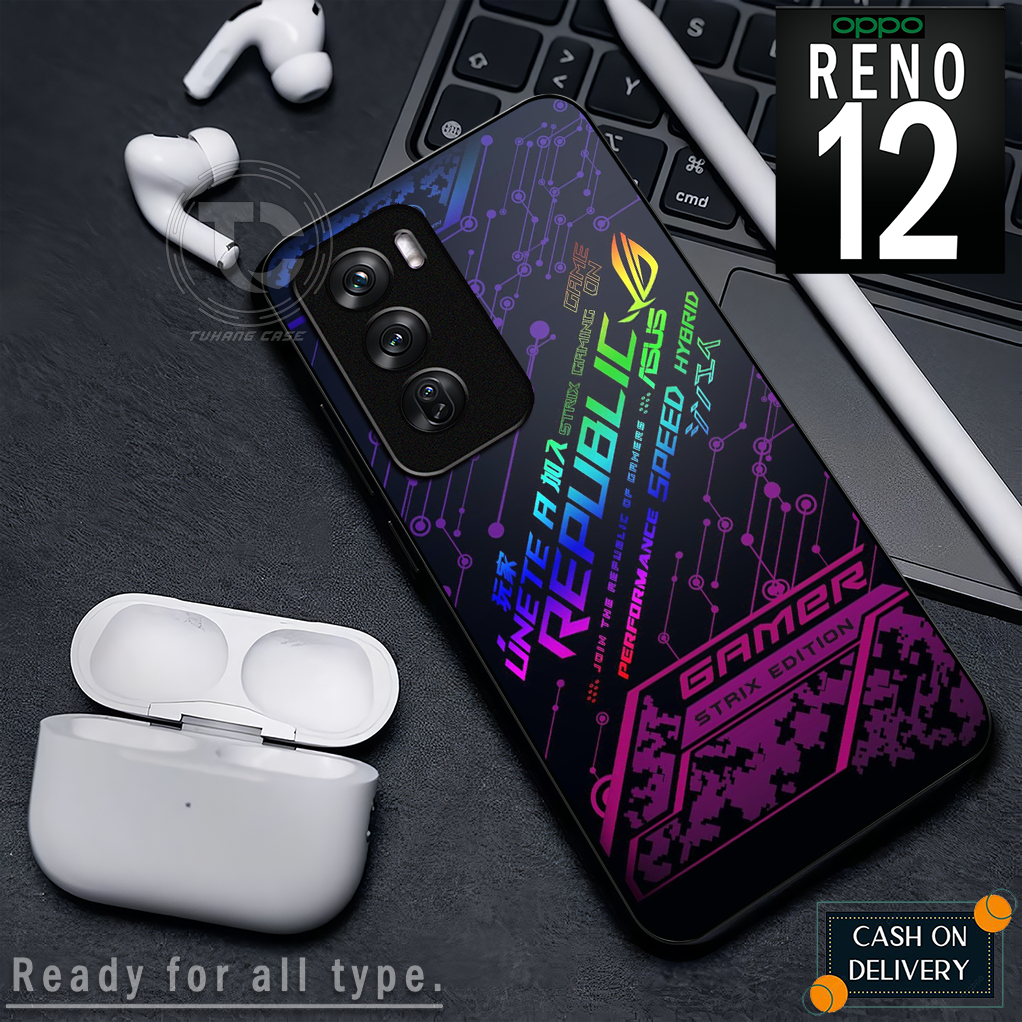 Case Handphone Motif R.O.G Untuk oppo reno 12 8t 4g 8t 5g a3x/a3 nfc a17 a17k a3s a74 4g/reno 4f ren