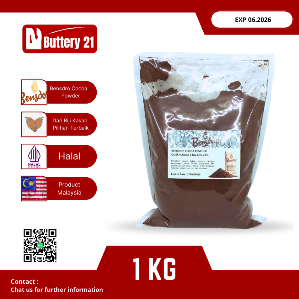 BENSDORP COCOA POWDER 1 KG/BENSDROP POWDER 1 KG/COCOA/KAKAO/CACAO/KAAKAAO/BUBUK COKELAT