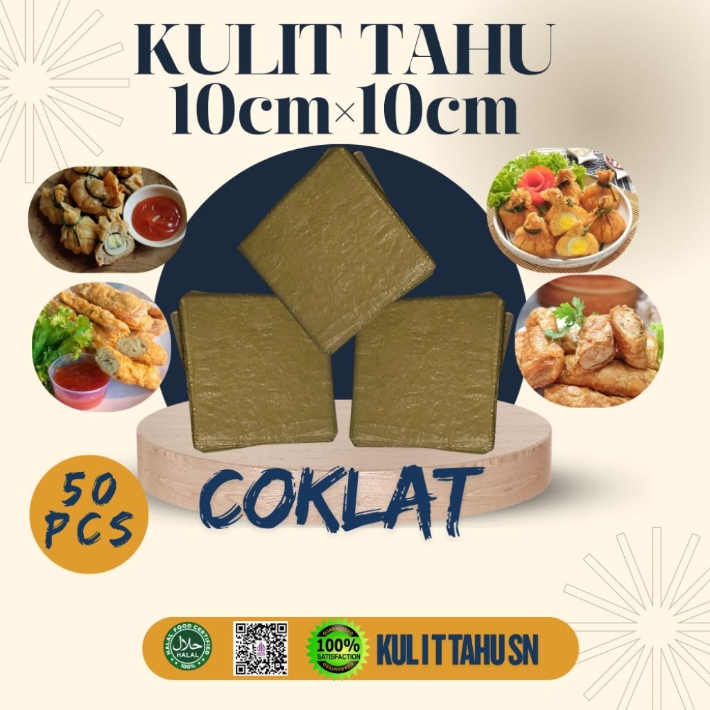 KULIT TAHU KERING - KULIT KEMBANG TAHU UK 10×10 | ISI 50PCS | WARNA COKLAT | COCOK UNTYK EKADO, GOHY