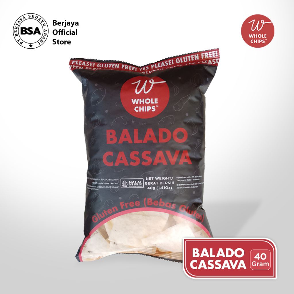 

WHOLE CHIPS Balado Cassava 40gr - Keripik Singkong Balado Bebas MSG